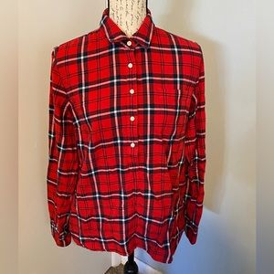 TOMMY HILFIGER WOMANS 1/4 BUTTON UP FLANNEL TOP SIZE LARGE